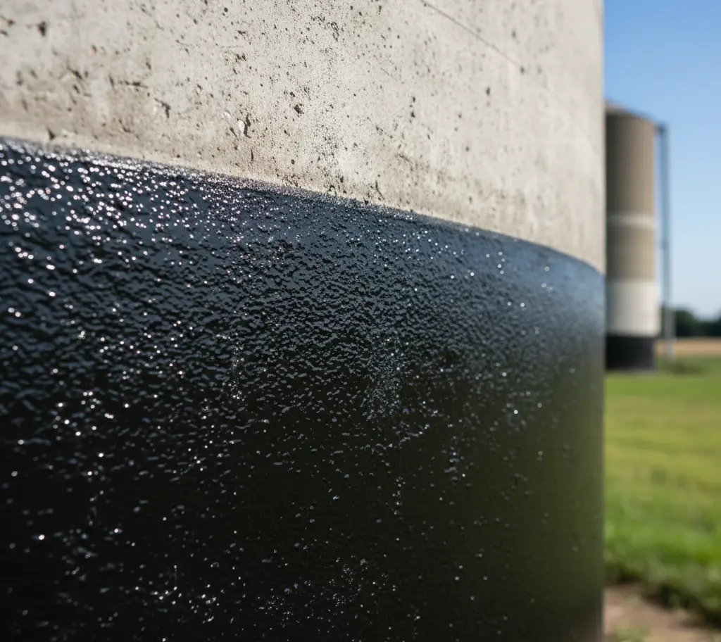 Bitumen Siloanstrich Wandlack säurebeständig UV-fest für Betonsilos Güllelager - Professionelle Wandbeschichtung Silowand streichen Anwendung - Vorschau