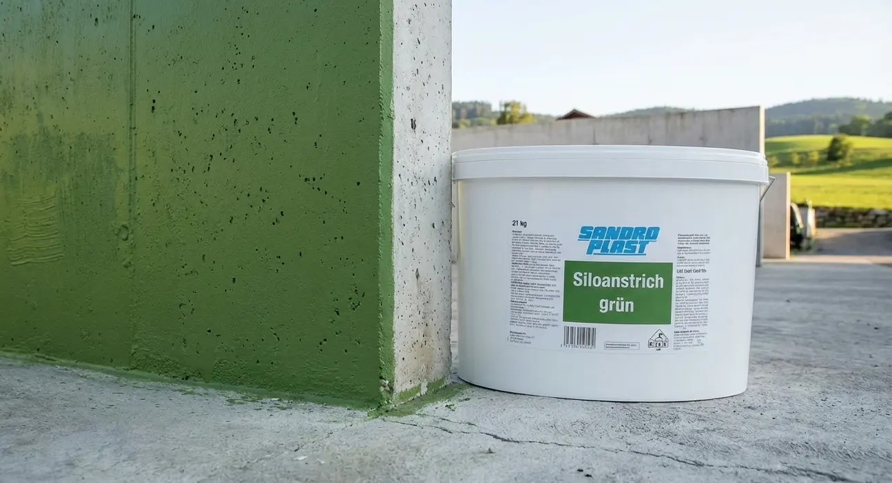 Siloanstrich Wandlack Grün wasserverdünnbar Schimmelschutz säureresistent für Futtersilos Landwirtschaft - Produktbild 1 Gebindegröße Eimer Hobbock